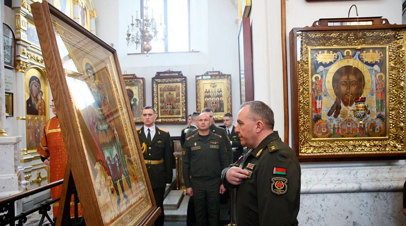 Икона святого великомученика Георгия Победоносца, переданная белорусскому воинству в минском Свято‑Духовом кафедральном соборе